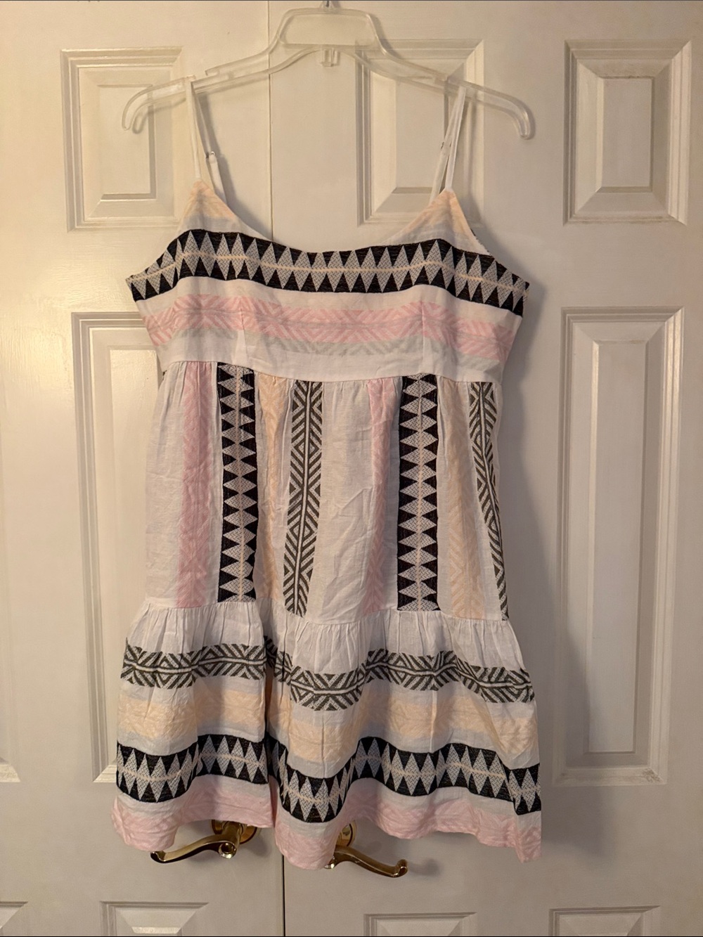 miami White Dress with Pink and Black Tribal Stripes